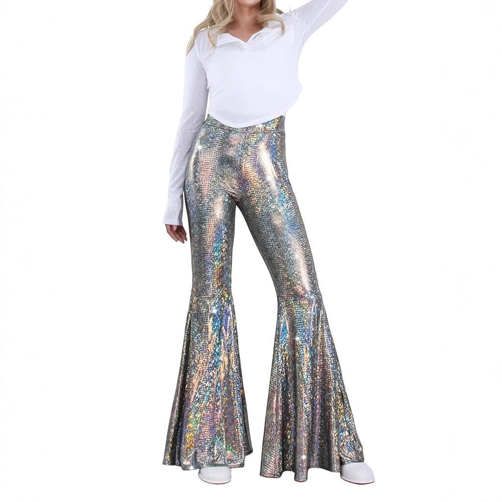 Lightweight Flared Pants With Gold-foil Snake-print