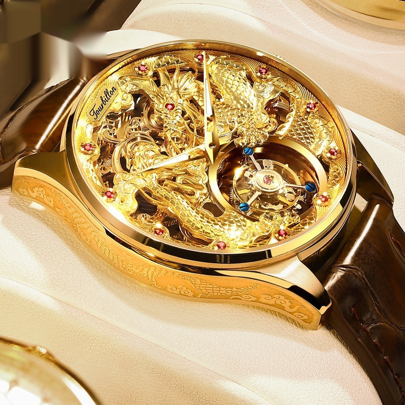 Luxury Golden Water-Resistant Mens Watch With Tourbillon - Image 6