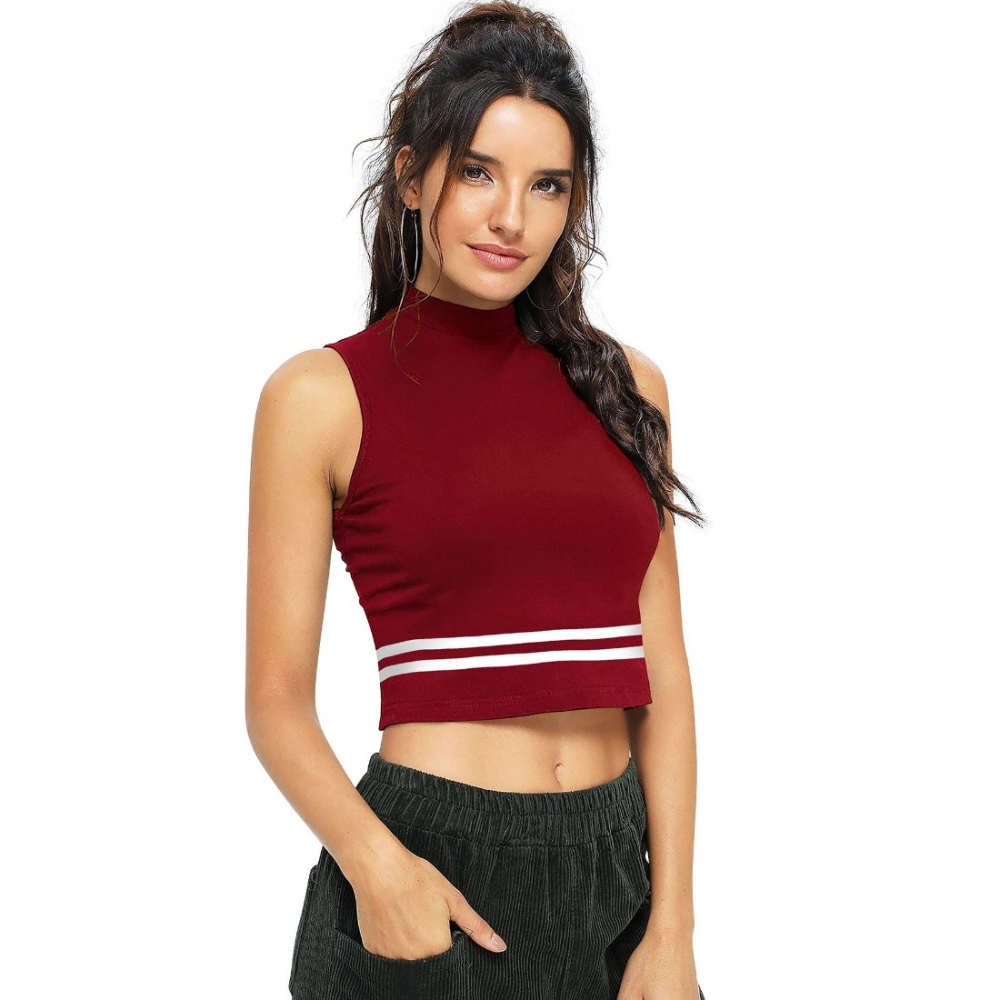 Generic Women's Polyester, Knitting Western Wear Tops (Maroon) - Image 3