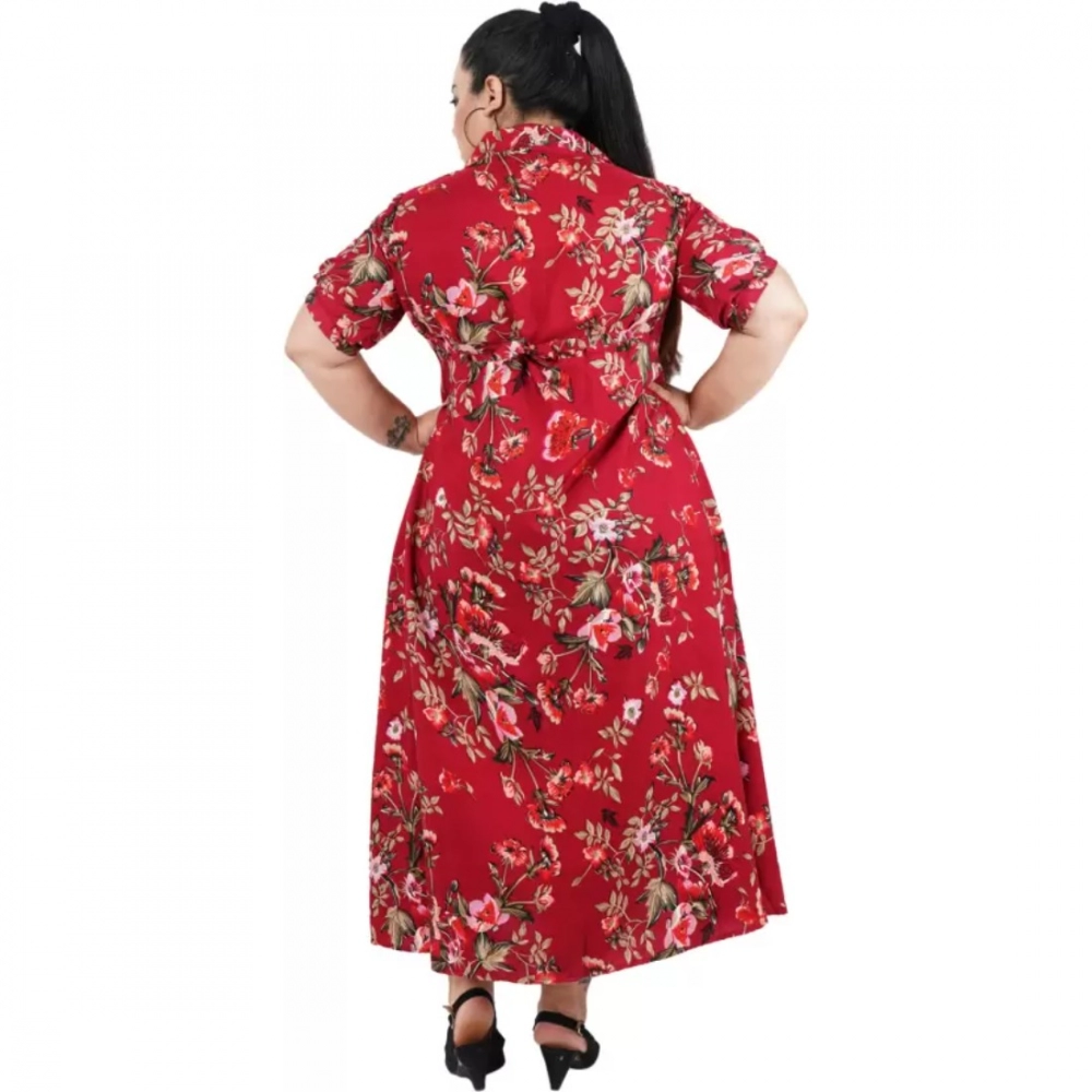 Generic Women's Fit And Flare Maroon Dress (Color:Maroon, Material:Polyester) - Image 6