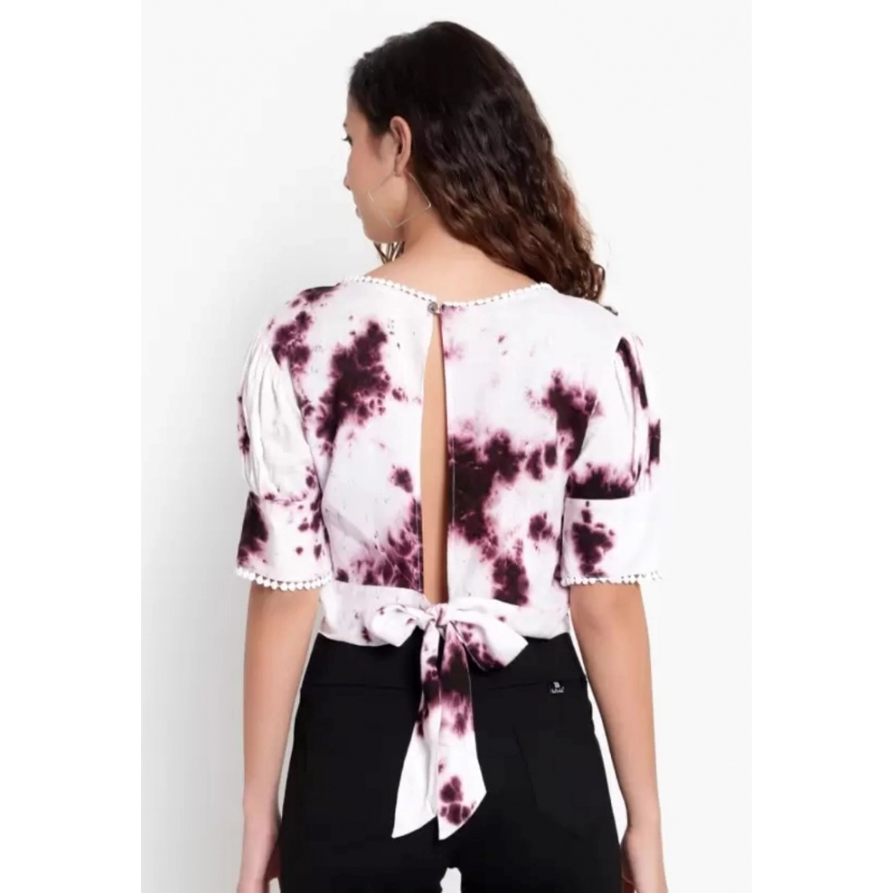 Generic Women's Casual Tie And Dye Purple Top (Color:Purple, Material:Rayon) - Image 3