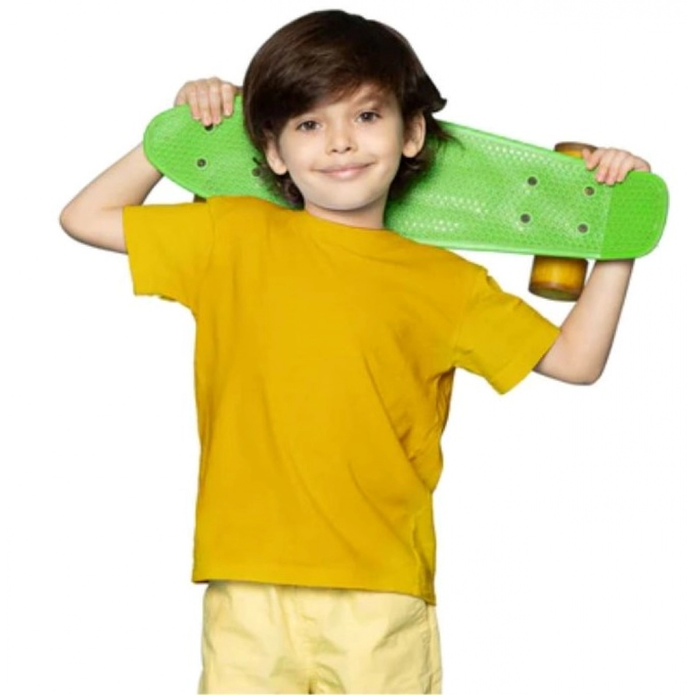 Generic Boys Cotton Plain Half Sleeve TShirt (Yellow) - Image 5