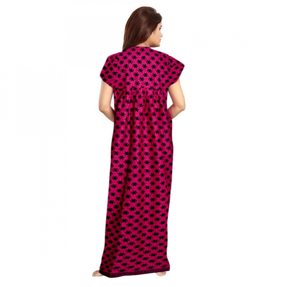 Generic Women's Cotton Printed Maxi Nighty (Pink) - Image 3