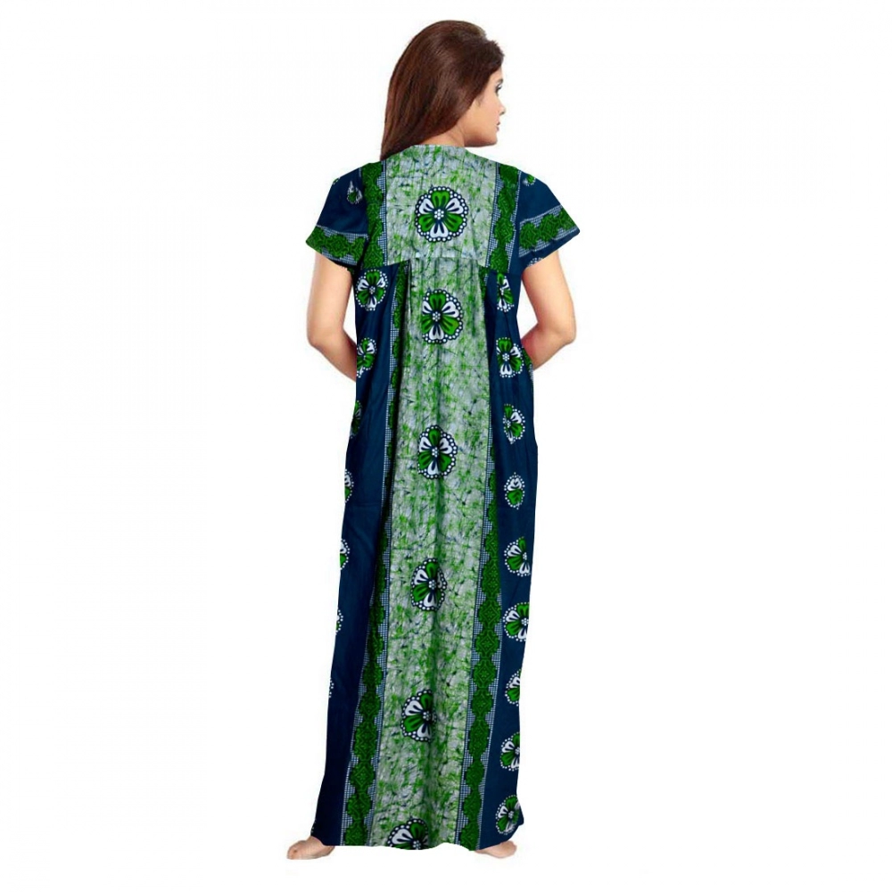 Generic Women's Cotton Printed Maxi Nighty (Green) - Image 3
