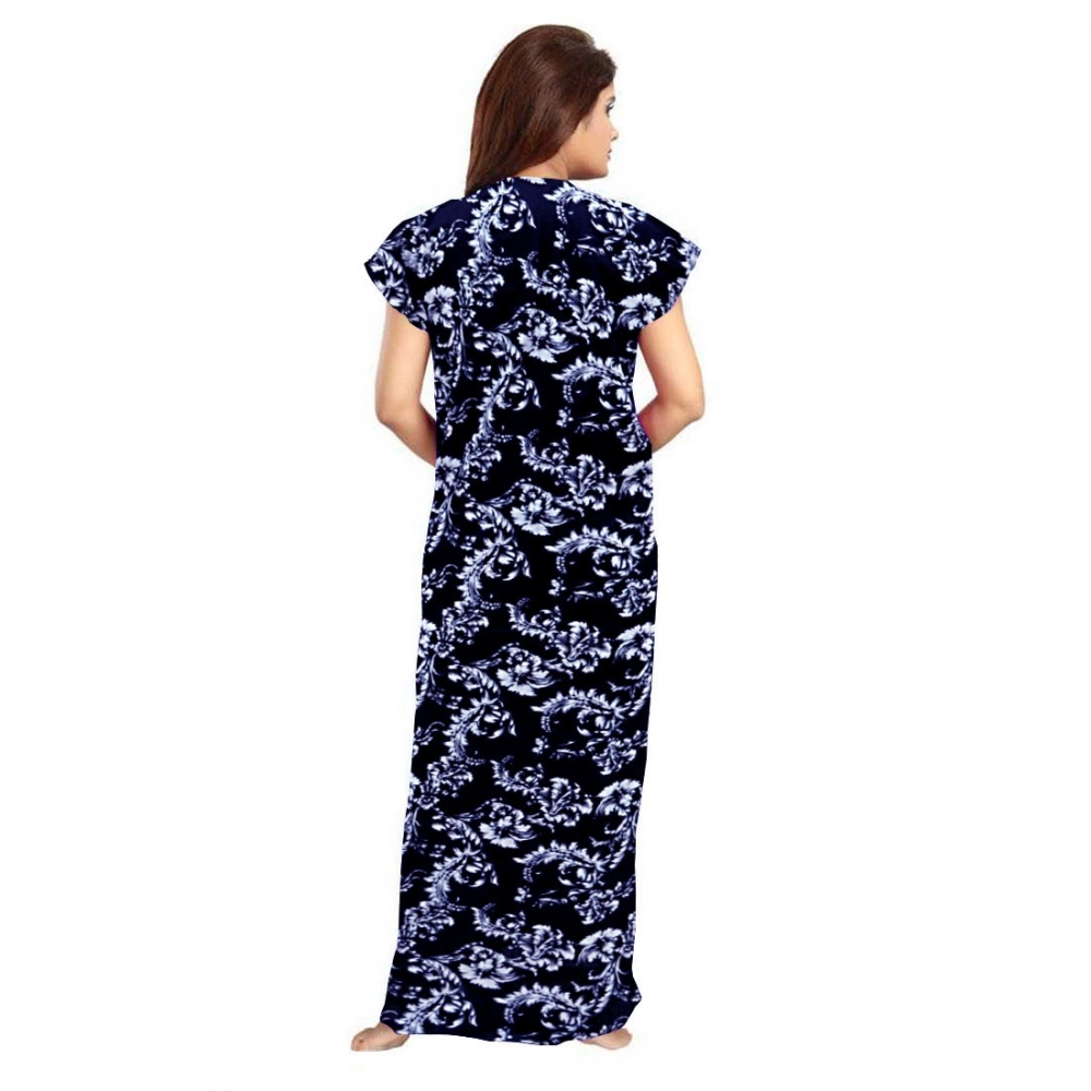Generic Women's Cotton Printed Maxi Nighty (Blue) - Image 3