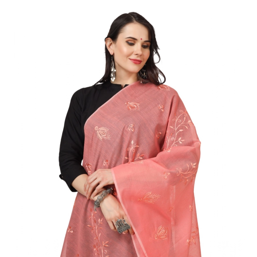 Generic Women's Cotton Embroidered Dupatta (Peach, Length: 2.25 to 2.50 Mtr) - Image 4