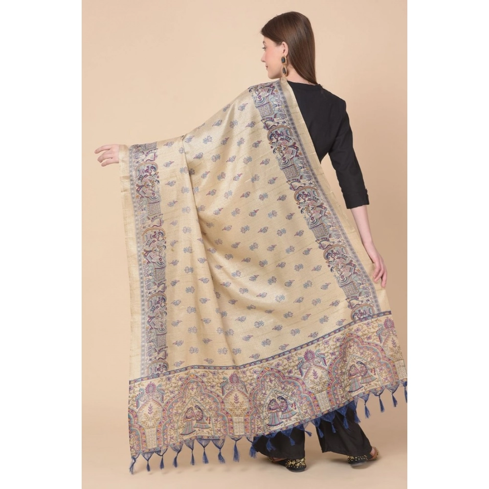 Generic Women's Art Silk Printed Dupatta (Gold, Length: 2.25 to 2.50 Mtr) - Image 4