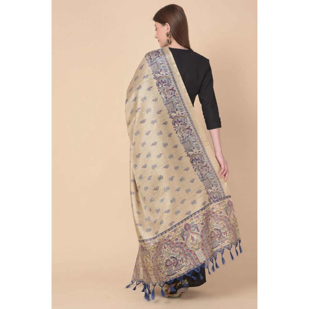 Generic Women's Art Silk Printed Dupatta (Gold, Length: 2.25 to 2.50 Mtr) - Image 3
