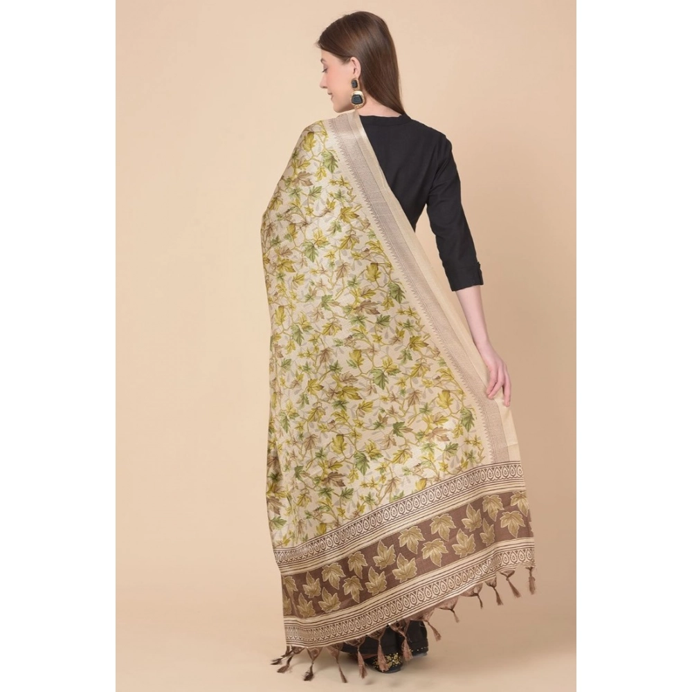 Generic Women's Art Silk Printed Dupatta (Gold, Length: 2.25 to 2.50 Mtr) - Image 4