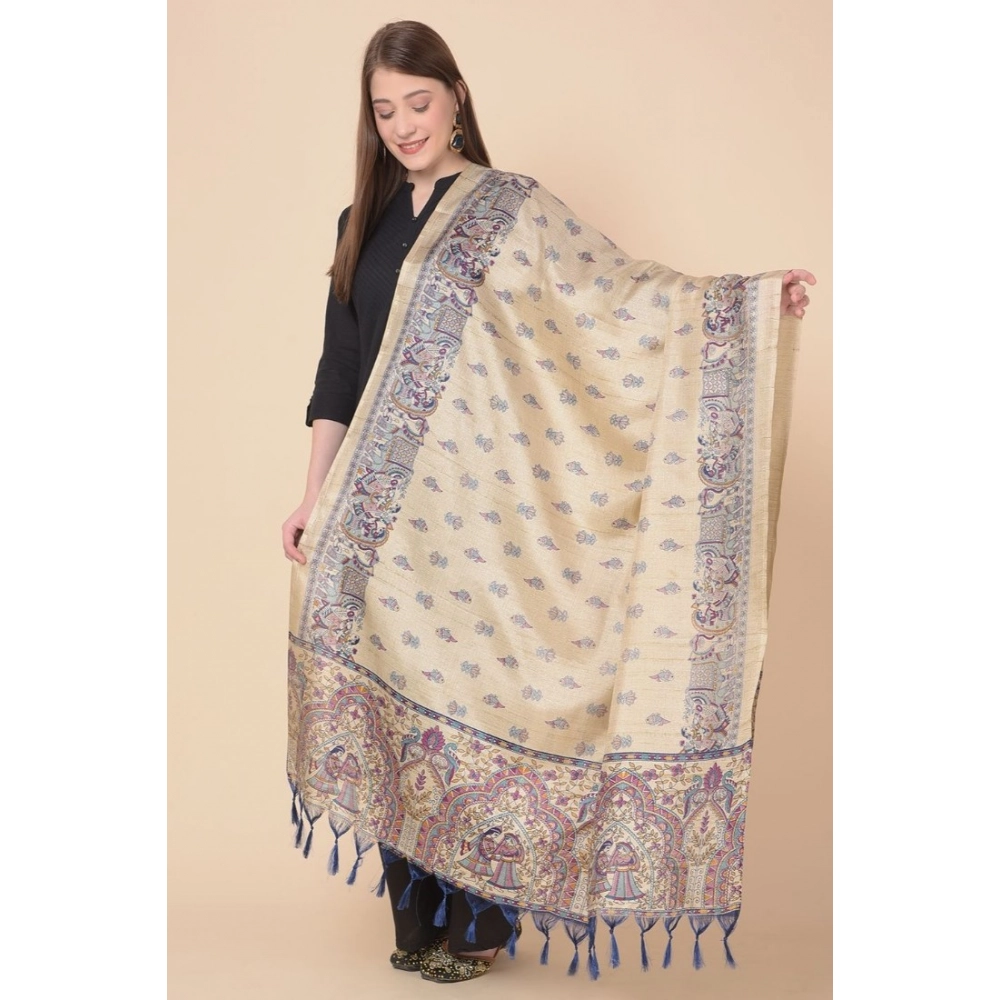 Generic Women's Art Silk Printed Dupatta (Gold, Length: 2.25 to 2.50 Mtr) - Image 5