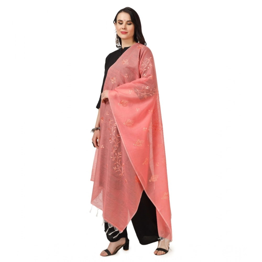 Generic Women's Cotton Embroidered Dupatta (Peach, Length: 2.25 to 2.50 Mtr) - Image 5