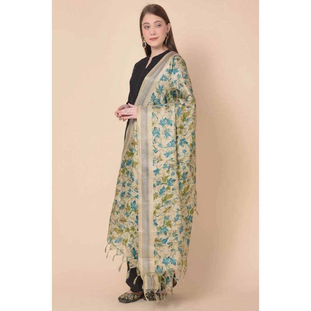 Generic Women's Art Silk Printed Dupatta (Gold, Length: 2.25 to 2.50 Mtr) - Image 3
