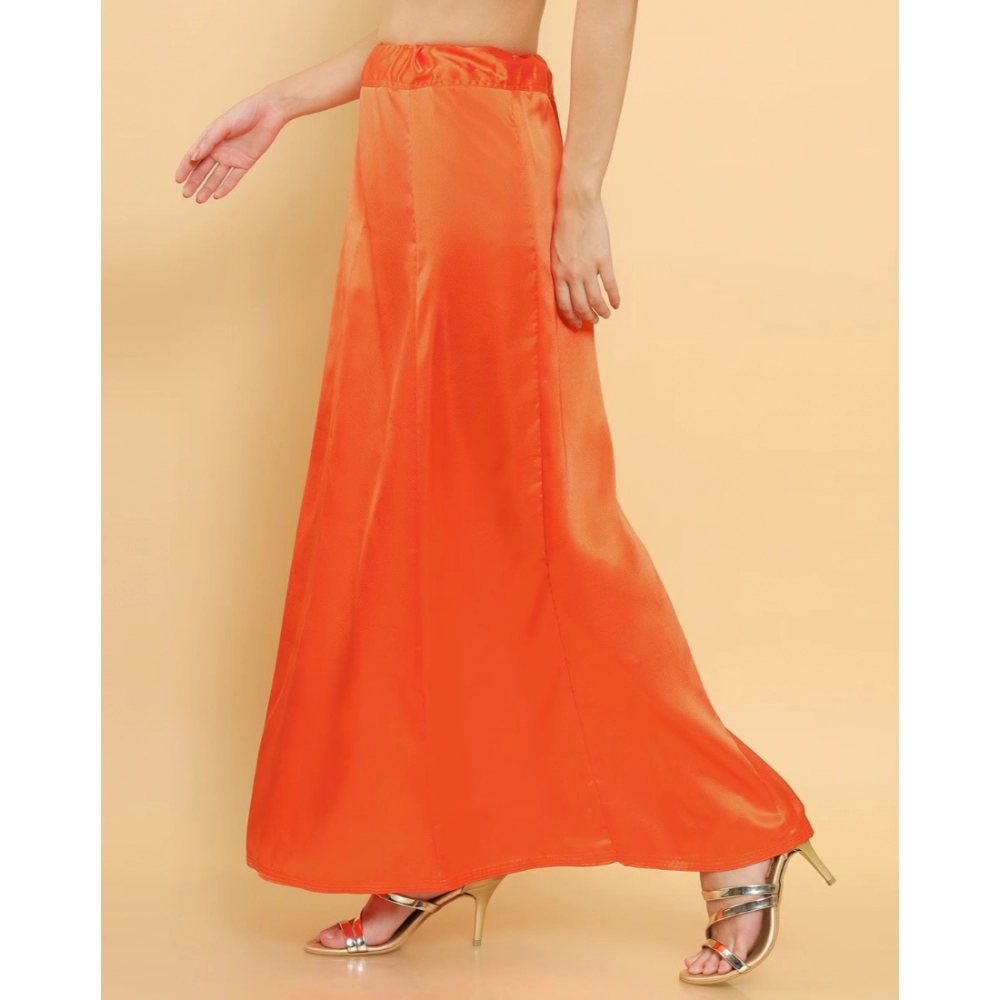 Generic Women's Silk Solid Free Size Petticoat (Orange) - Image 3