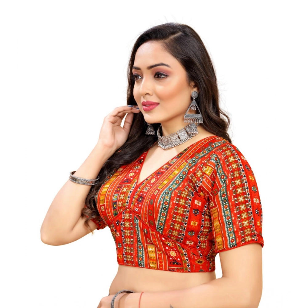 Generic Women's Cotton Blend Plain Readymade Blouse (Red, Size: Free Size) - Image 3