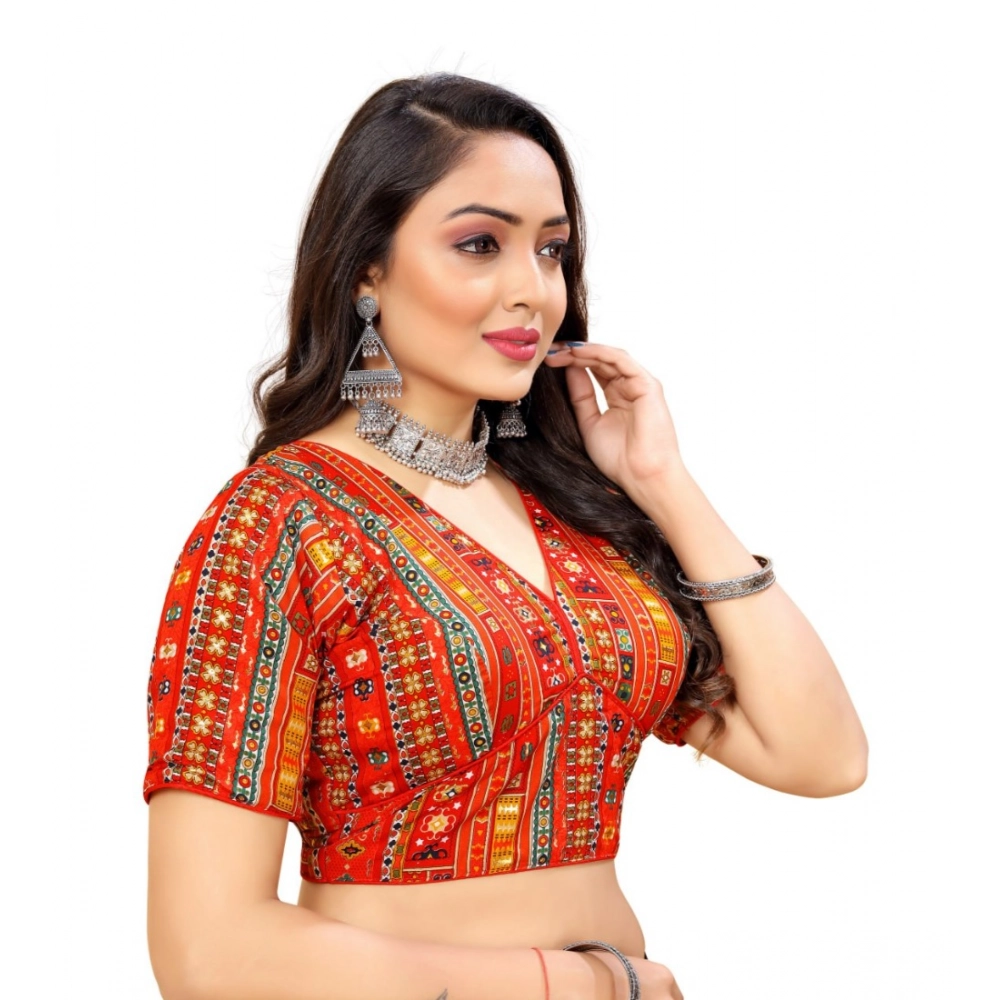 Generic Women's Cotton Blend Plain Readymade Blouse (Red, Size: Free Size) - Image 4