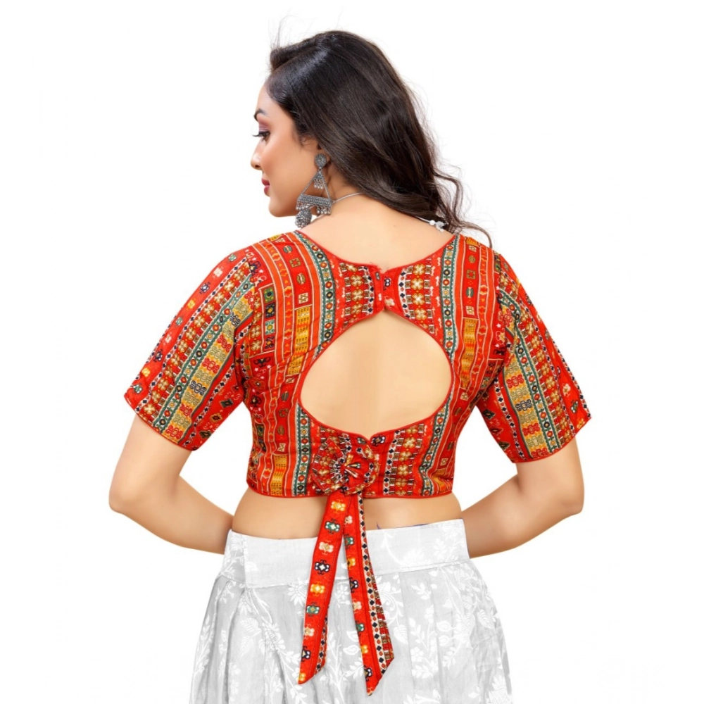 Generic Women's Cotton Blend Plain Readymade Blouse (Red, Size: Free Size) - Image 5