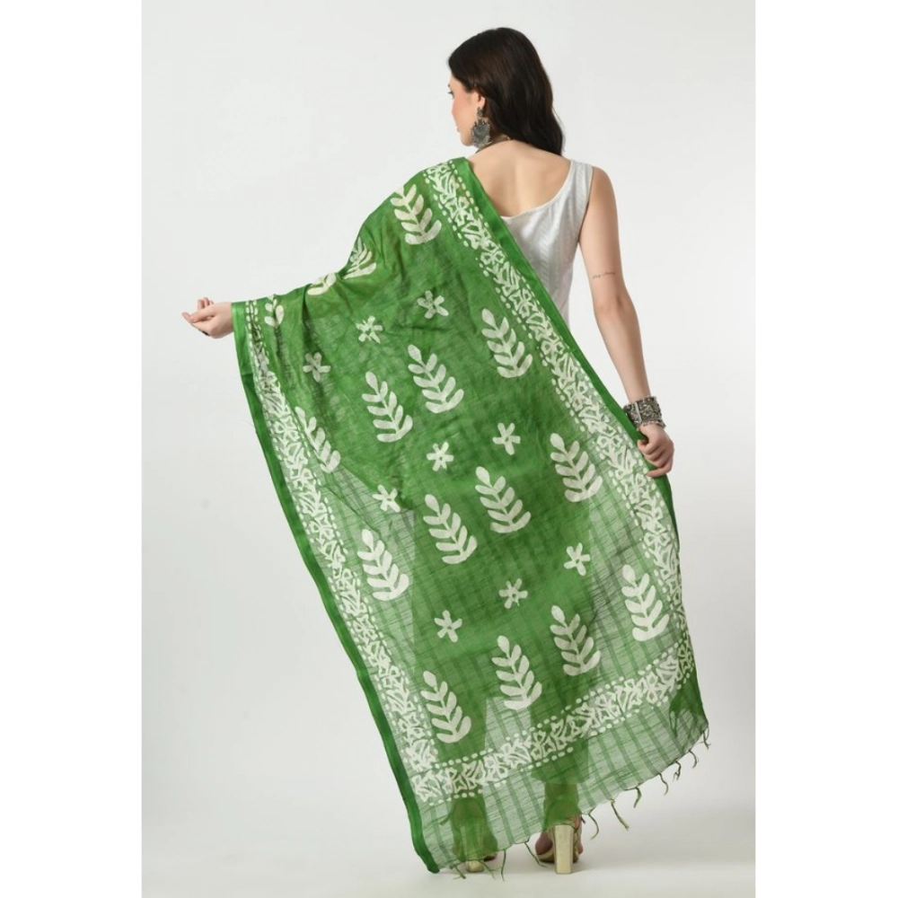 Generic Women's Cotton Printed Dupatta (Green, Length: Free Size) - Image 4