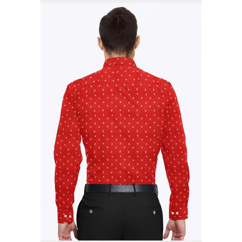 Generic Men's Cotton Blended Printed Full Sleeve Shirt (Red) - Image 6