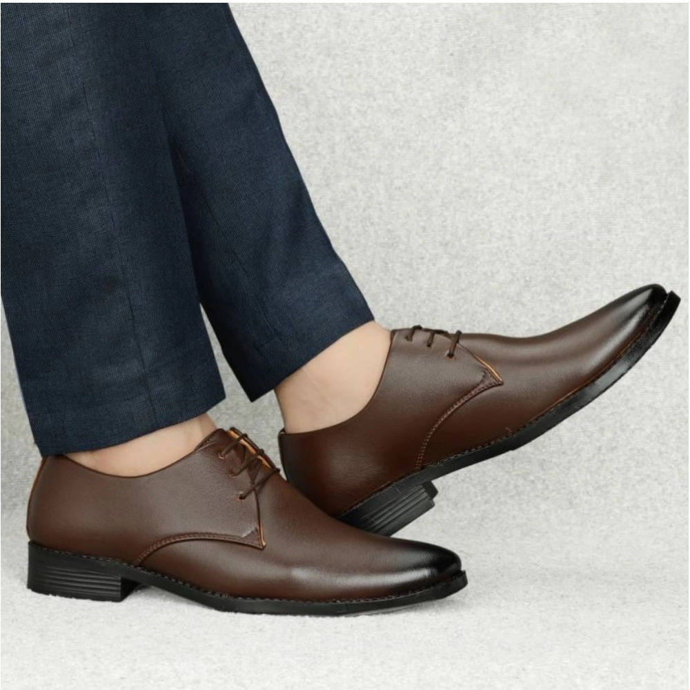 Generic Men's Faux Leather Formal Shoes (Brown) - Image 5