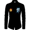 Generic Men's Casual Floral Printed Cotton Blend Unstitched Shirt Fabric 1.6 Mtrs (Black)
