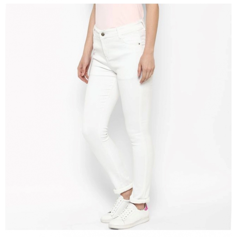Generic Women's Denim Solid Buttoned Jeans (White) - Image 3