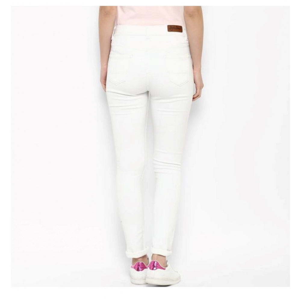 Generic Women's Denim Solid Buttoned Jeans (White) - Image 7
