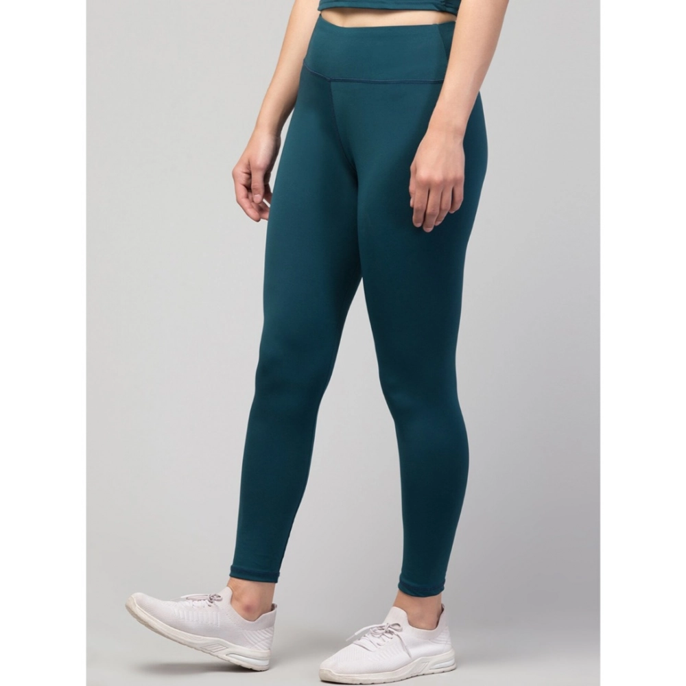 Generic Women's Polyester Solid Ankle Length High-Rise Tights (Green) - Image 3