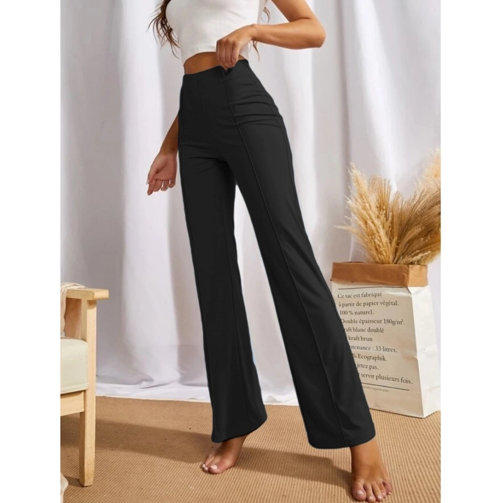 Generic Women's Polyester Solid Regular Fit Pant (Black) - Image 4