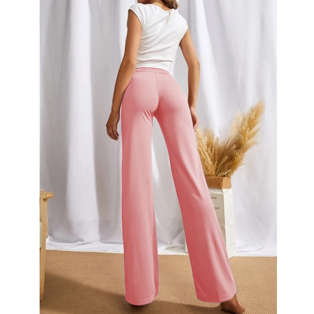 Generic Women's Polyester Solid Regular Fit Pant (Peach) - Image 5