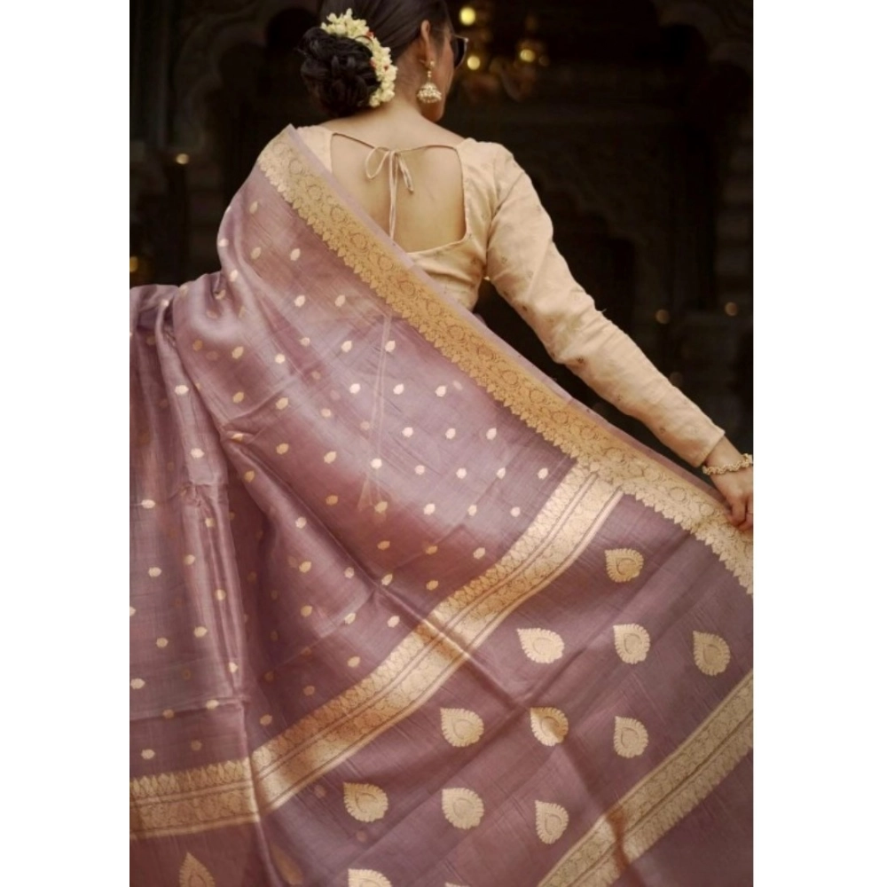 Generic Women's Cotton Printed Saree With Unstitched Blouse 5.5Mtr (Rose Gold) - Image 3