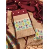 Generic Women's Banarasi Silk Printed Unstitched Salwar Suit Material With Dupatta (Maroon, 3Mtrs)