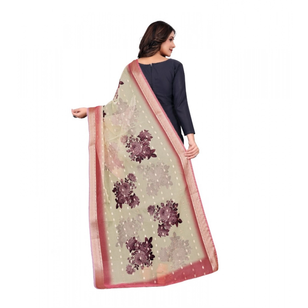 Generic Women's chanderi silk Printed Dupatta (Beige, Length: 2 Mtr) - Image 5