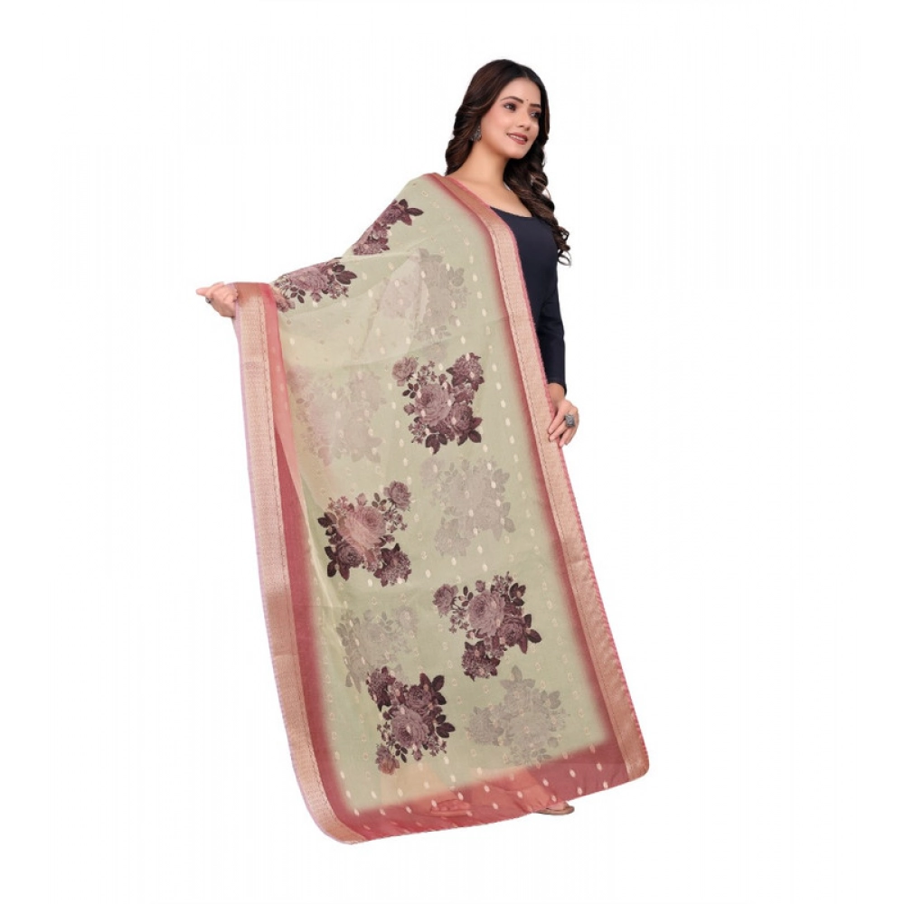 Generic Women's chanderi silk Printed Dupatta (Beige, Length: 2 Mtr) - Image 3