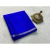 Generic Women's Crepe Chit Pallu Solid Saree With Unstitched Blouse 5.5Mtr (Blue)