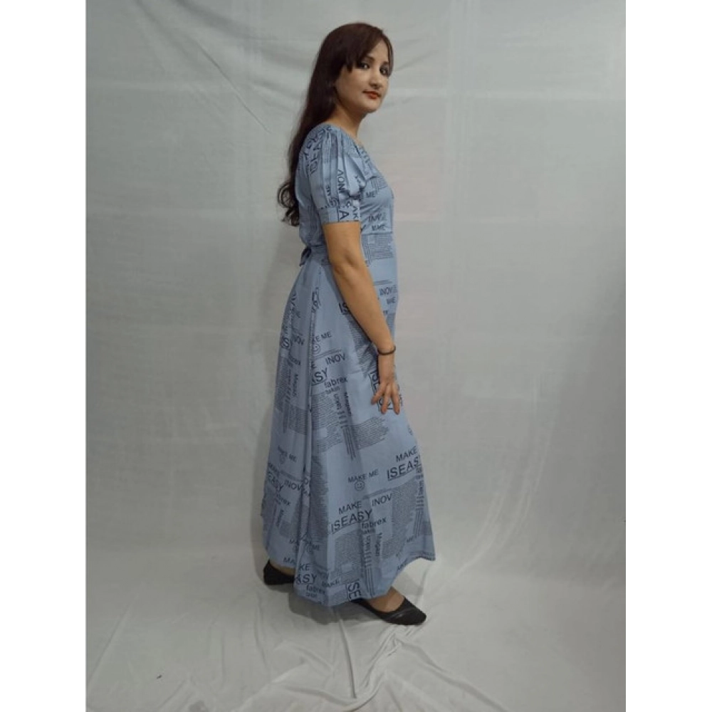 Generic Women's Casual Crepe Half Sleeves Dress (Grey) - Image 5