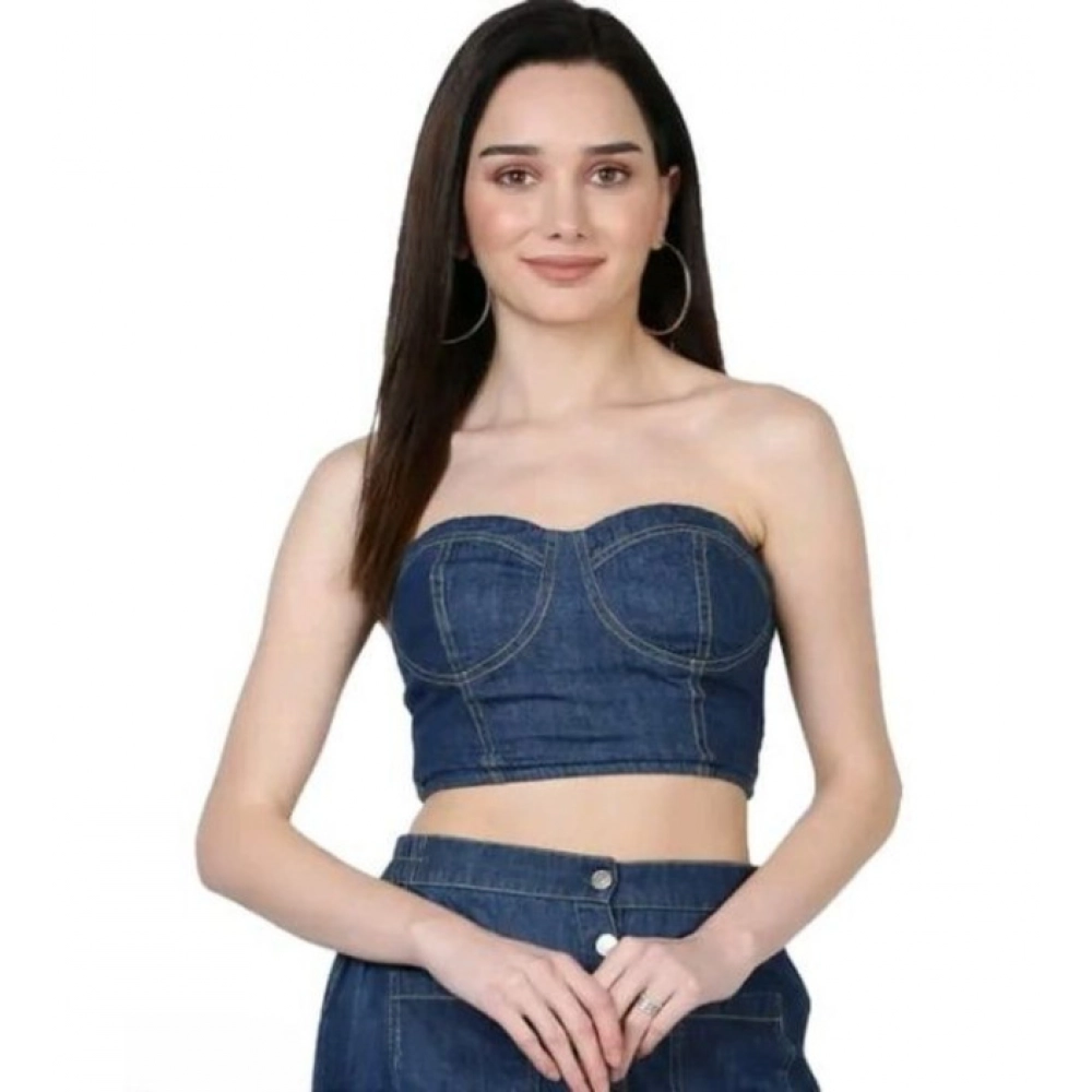 Generic Women's Casual Denim Sleeveless Bluster Top (Blue) - Image 3