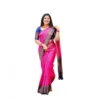 Generic Women's Soft Lichi Silk Printed Saree With Unstitched Blouse 5.5Mtr (Pink)