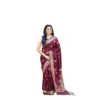 Generic Women's Soft Lichi Silk Printed Saree With Unstitched Blouse 5.5Mtr (Wine)