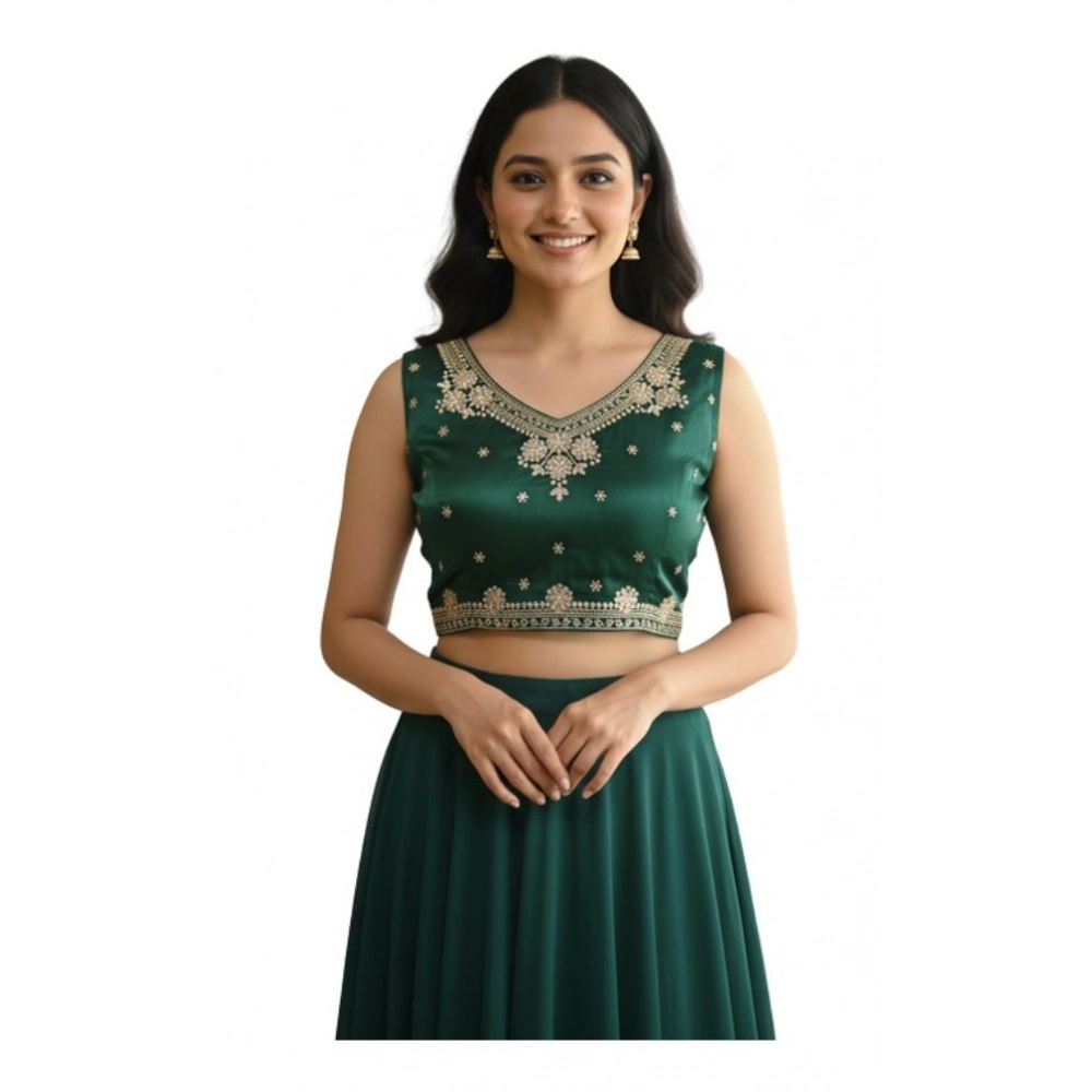 Generic Women's Zimmi Choo Embroidered V-Neck Padded Blouse (Green 38 Ready (Self Alterable 36–40)
