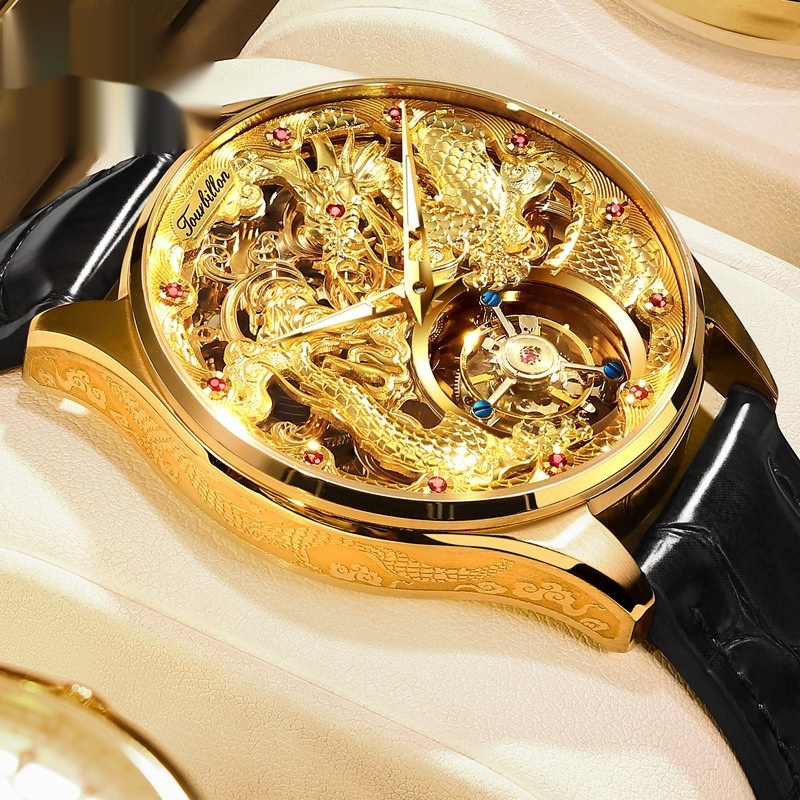 Luxury Golden Water-Resistant Mens Watch With Tourbillon - Image 7