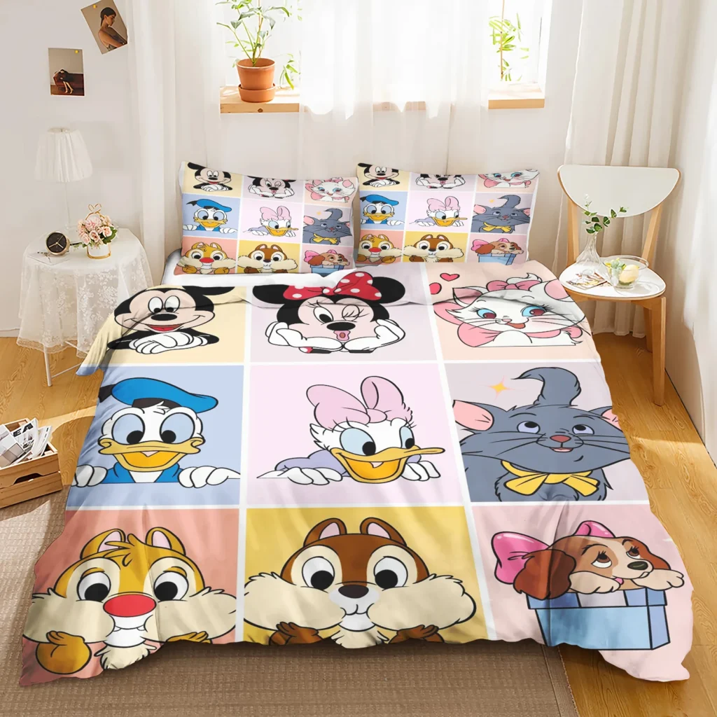 Mickey Printed Bedroom bedding set duvet cover Christmas Gifts Comforte Cartoon With pillowcase children's suitable and adults