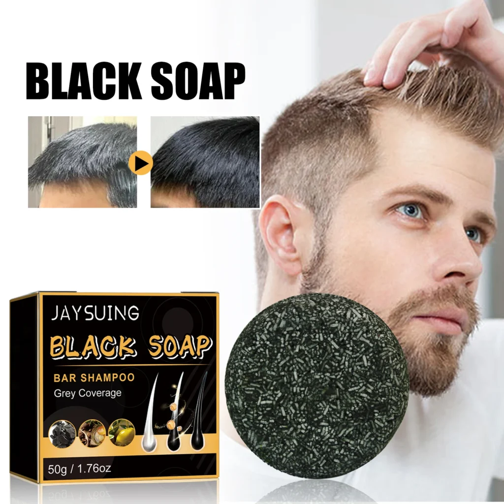 Jaysuing 50g Polygonum Multiflorum Hair Shampoo Soap Darkening Repair Gray White Hair To Black Anti Dandruff Black Hair Dye Soap