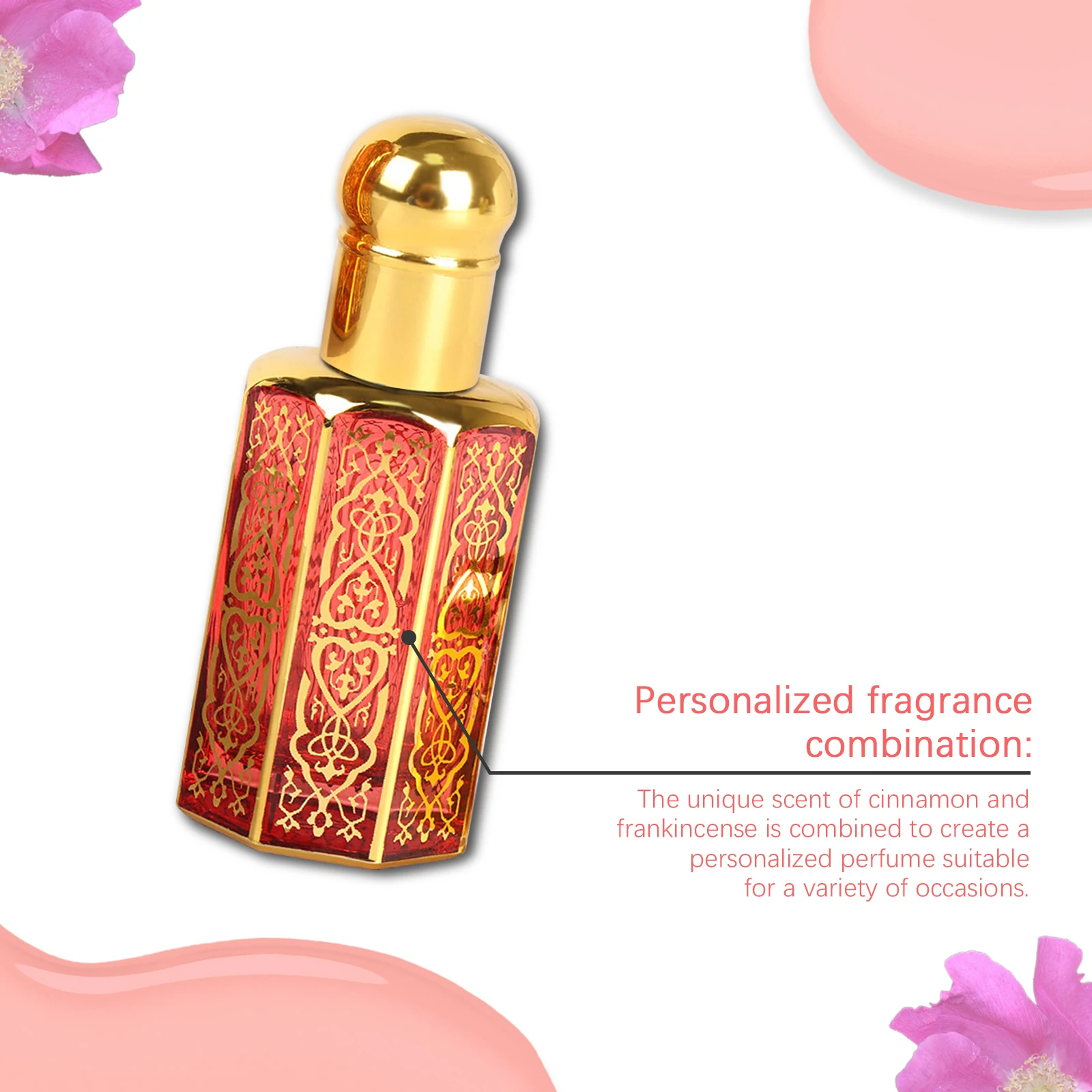 Roxelis 12ml Arab Perfume Rose Elegant Fragrance Arab Dubai Style Lasting Pheromone Dating Scent Attract Charming Rose Perfume - Image 4