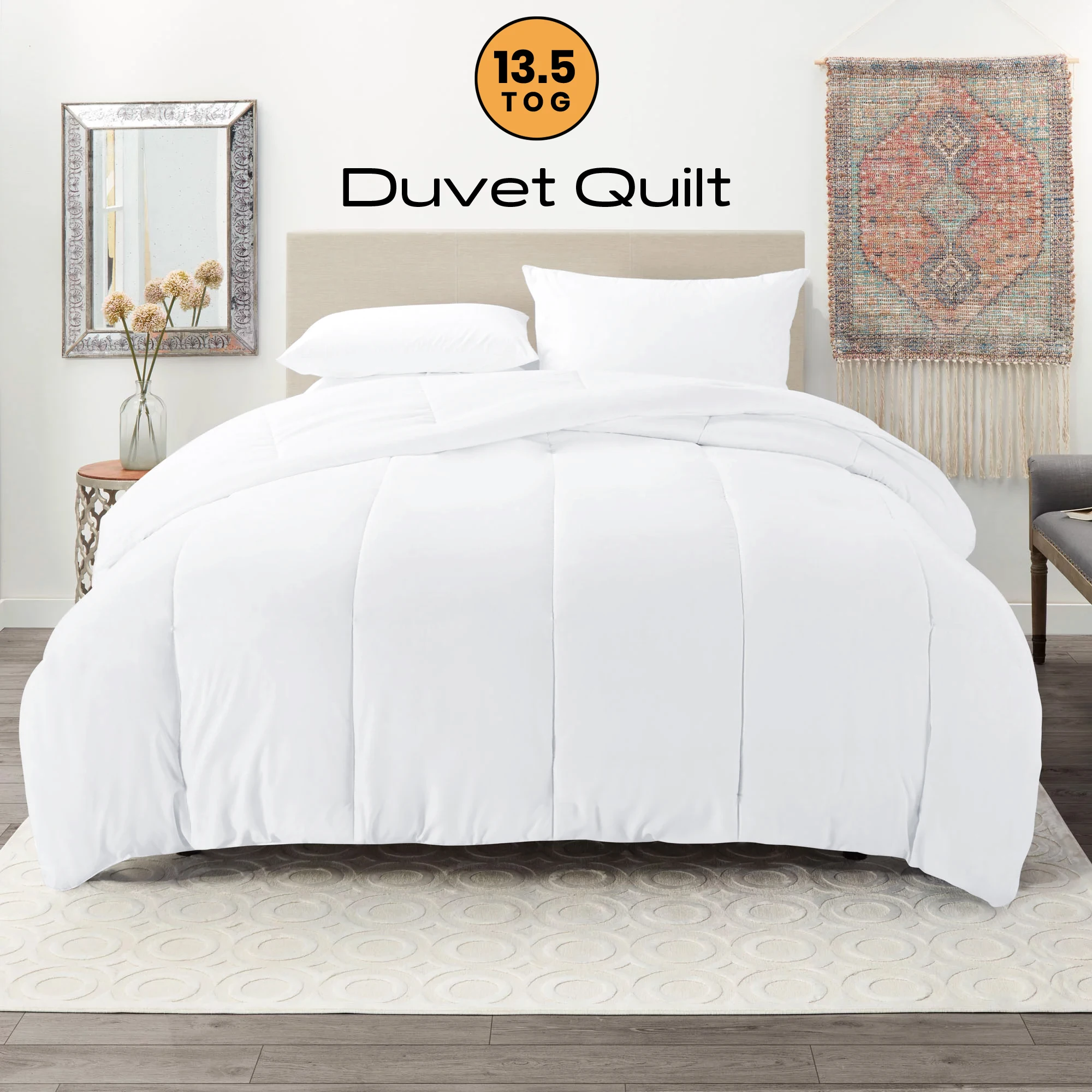13.5 Tog Duvet All Season - Year Round Comforter Quilt, Perfect Medium Warmth, Anti-Allergic Hollowfibre