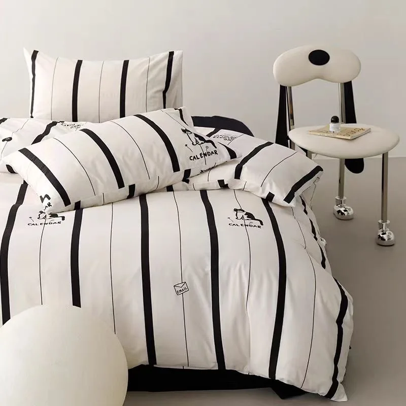 Ukrabbit Comfort-Black and White Striped Cat｜Bedding set Duvet Cover & Pillowcase