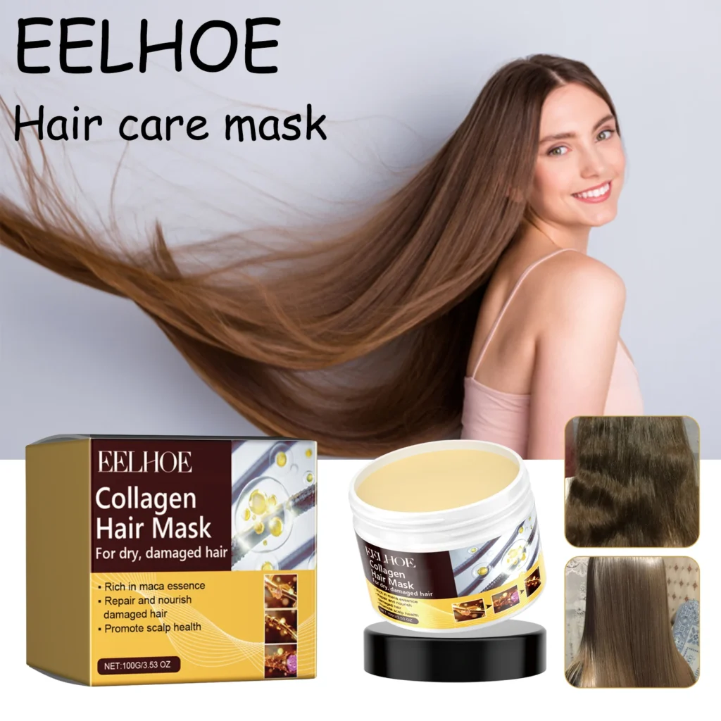 EELHOE Collagen Hair Mask Reduce Dryness Nourishing Repair Damaged Hair Restore Hair Shine Anti-frizzing Smooth Hair Care Mask