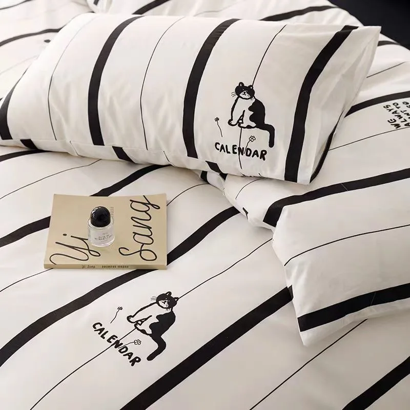 Ukrabbit Comfort-Black and White Striped Cat|Bedding set Duvet Cover & Pillowcase - Image 6