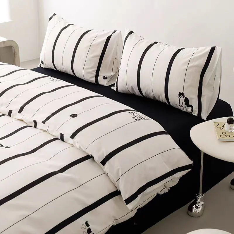 Ukrabbit Comfort-Black and White Striped Cat|Bedding set Duvet Cover & Pillowcase - Image 3