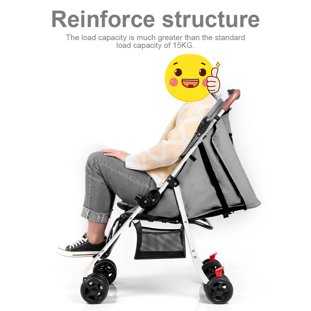 Lightweight Baby Stroller Comfortable Can Sit And Lie Four wheel Trolley Foldable Adjustabl One-click Collection For 0-3 Years - Image 4