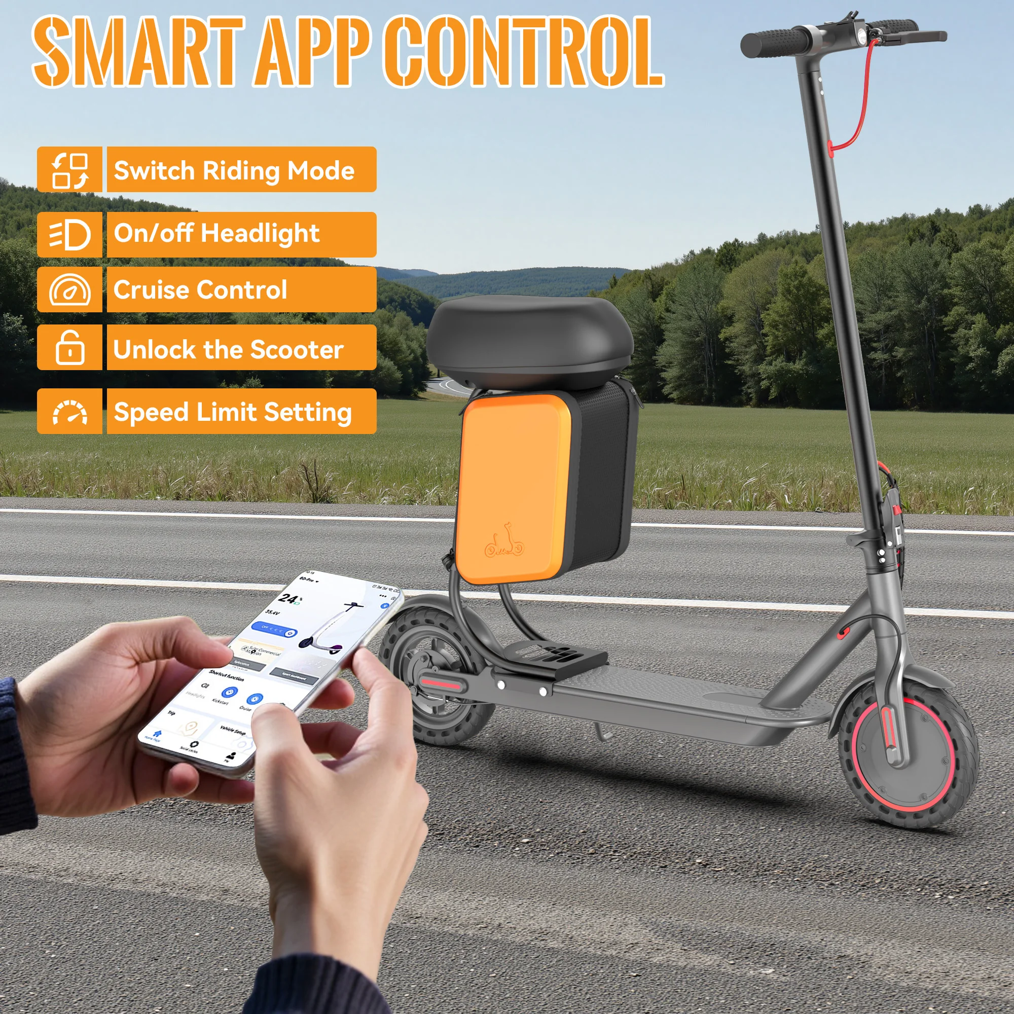 Ladped Adult Electric Scooter 350W Motor Removable Seat Bag 5-25km Range Foldable APP Control 4 Speed Modes electric scooter - Image 6